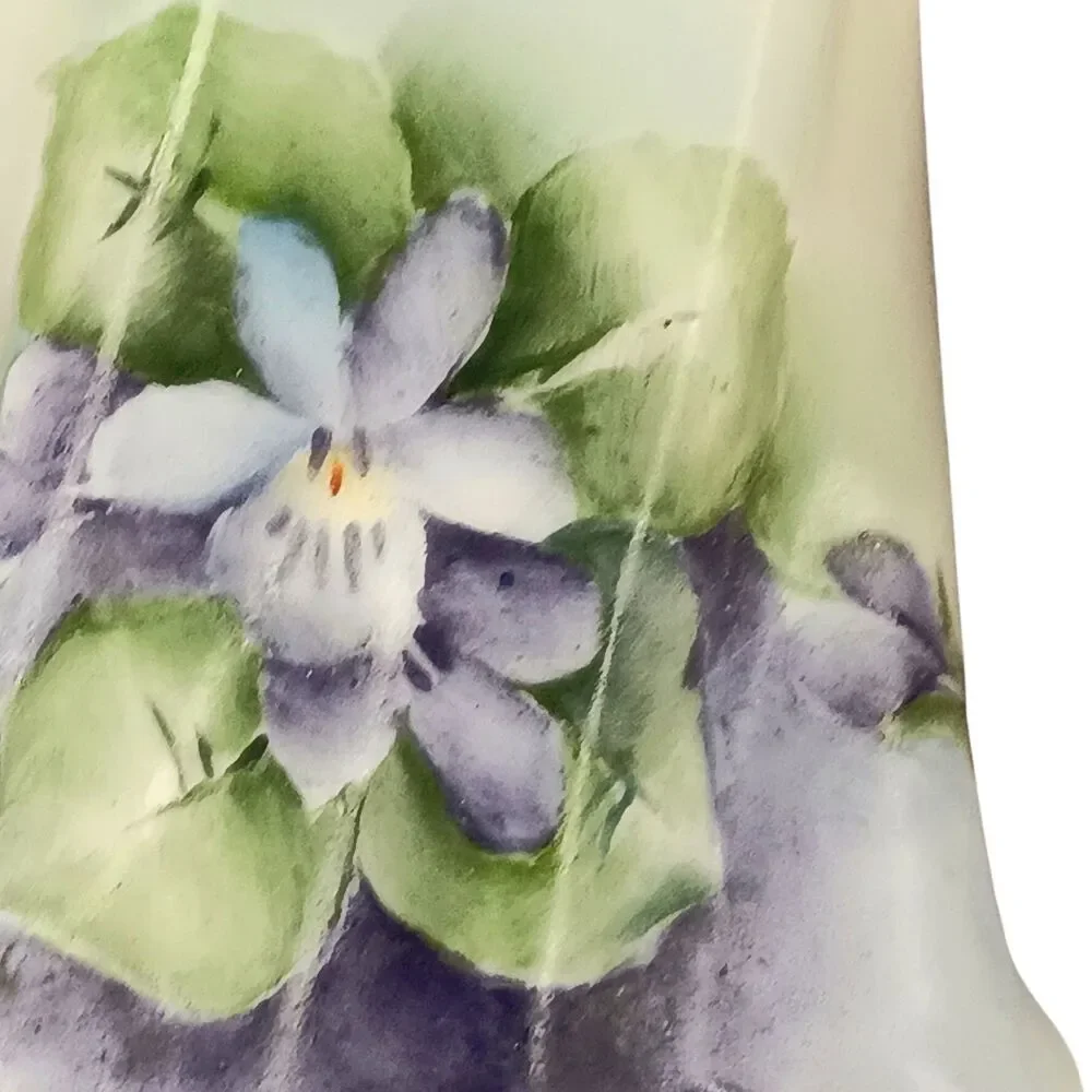 VTG Antique Hand Painted Violets Salt & Pepper Shakers Bavaria W/ New Stoppers